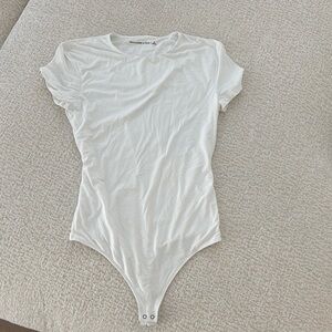 Abercrombie Soft Matte seamless White Short Sleeve Bodysuit